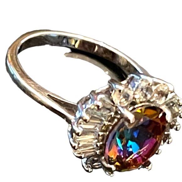 Sterling silver BBJ Fancy CZ Simulated topaz fabcy dinner ring - Picture 7 of 7